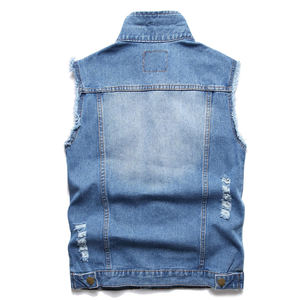 Chaleco vaquero transpirable de diseño superior para hombre, chalecos vaqueros de alta calidad para hombre para adultos a precio barato al por mayor - Product Image 2