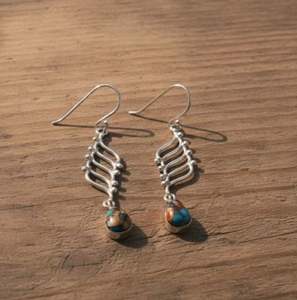 Pendientes de Turquesa Naranja Ostra, Pendientes Chapados en Oro Amarillo y Rosa, Pendientes Únicos, Regalo para Mujer, Precio de Oferta del Proveedor - Product Image 1