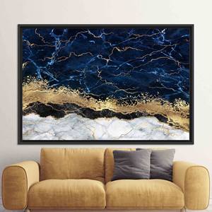 Modern Navy and Gold Print Canvas Artwork - Elegant Wall Decor,BLACK <b>FRAMED</b> CANVAS - Product Image 1