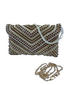 Bolso de noche de satén étnico elegante para mujer, bolso de mano con solapa y patrón de piedra hecho a mano, bolso de mano de estilo nupcial para boda - Product Image 2