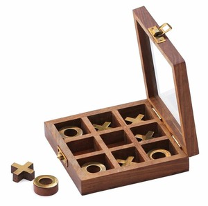 Juego de Mesa de Tres en Raya de Madera Hecho a Mano, Rompecabezas Educativo, Juguetes de Entrenamiento de Pensamiento Lógico para Niños de Jardín de Infancia, de la India - Product Image 1