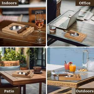 Cenicero de madera ecológico clásico elegante para uso doméstico y de oficina Soporte para fumadores - Product Image 5