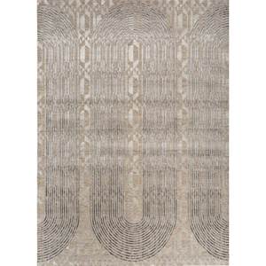 พรมถักมือ Aakar by Kavi สีเบจและสีน้ำตาล ทำจากขนสัตว์และไหมไผ่ ลายเรขาคณิต รูปทรงสี่เหลี่ยมผืนผ้า สำหรับห้องโถงหรือห้องพัก รุ่น Eskn-339 - Product Image 1