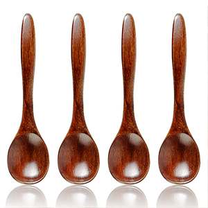 Ensemble cuillère et fourchette de deux ustensiles en bois d'acacia SERVEUR À SALADE EN BOIS LOT DE 2 ARTICLES DE CUISINE UNIQUES FAITS À LA MAIN - Product Image 4