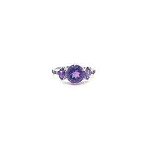 2025 Premium Quality Natural Amethyst Silver <b>Statement</b> <b>Ring</b> <b>for</b> <b>Women</b> Three Stone Gemstone Wedding <b>Ring</b> Rhodium Plated <b>for</b> Party - Product Image 2
