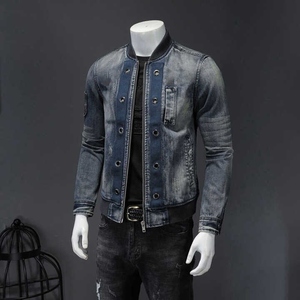 Chaqueta vaquera hecha a medida para hombre, nuevo cárdigan informal de Color sólido con botones, prendas de vestir exteriores cómodas de alta moda, 100% algodón - Product Image 4