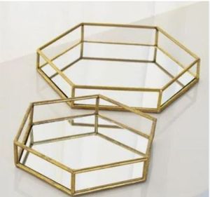 Venta caliente bandeja de servicio multiusos dorada con soporte de Base de vidrio opciones de logotipo personalizado hogar Hotel boda restaurante vajilla - Product Image 1