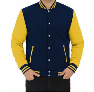 Veste de Baseball Réversible Décontractée de Haute Qualité en Tissu avec Manches en Cuir avec Fermeture Éclair pour Hiver Grande Taille pour Hommes - Product Image 6
