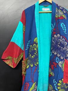 Bata de Baño Tipo Kimono de Seda Crepé Estilo Bohemio para Mujer |   Cintura elástica con cuello en V floral |   Ropa de Lujo Vintage para Verano, Otoño y Primavera |   Corto - Product Image 2