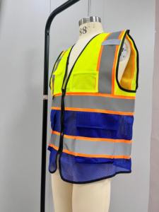 Chaleco de seguridad de malla de algodón transpirable personalizado, uniforme de trabajo de construcción de alta visibilidad ANSI con logotipo reflectante de talla grande - Product Image 2