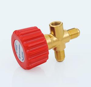 Válvula de Latón Roja de 1/4 de Pulgada, 7/16-20 SAE 45 °   Válvula de Manómetro para Refrigerante de 1100 PSI con Puerto BSP de 1/8\", India - Product Image 5