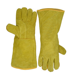 Guantes DE SEGURIDAD DE CUERO duraderos para soldar barbacoa guantes de trabajo industriales resistentes al calor OEM al por mayor guantes protectores de puño largo - Product Image 3