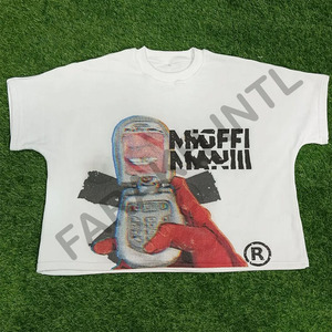 Mezcla de algodón de alta calidad Boxy Fit Crop Summer Camisetas para hombres 250gsm Nuevo estilo Camisetas serigrafiadas - Product Image 5