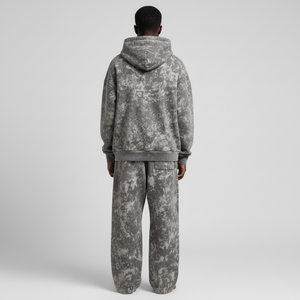 Ensemble de survêtement streetwear pour homme en coton 100% de qualité supérieure, sweat-shirt à capuche et pantalon de survêtement délavé à l'acide, 220 g/m², poids moyen, imprimé surdimensionné - Product Image 4