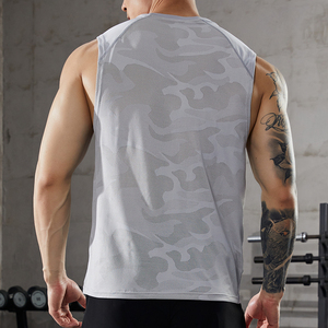 <b>Men's</b> Quick Dry Crewneck Sleeveless Running <b>Singlet</b> Back Printed Gym Vest Blank Top Tank <b>for</b> Workout - Product Image 3