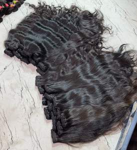 Cheveux humains indiens naturels ondulés Remy 24 pouces Extensions vierges de qualité supérieure avec double trame pour perruques et permanentes - Product Image 3