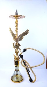 Chicha Eagle Hunting Gazelle |   Pipe à chicha de luxe en laiton avec motif animalier complexe, finition miroir, triple couleur oxyde de cuivre - Product Image 5