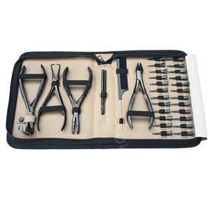 Salon Grade Hair Extension <b>Tools</b> Kit with Tape Pressing Plier Two Hole Micro Bead Crimping Remover Opener Sectioning Clips - Product Image 1