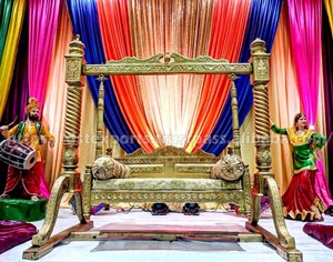 Juego de Jhula y sofá de escenario de boda musulmana, Columpio de madera hecho a mano para novia y novio, Jhula DE BODA indio de plata de lujo asequible - Product Image 3
