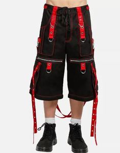 Men's Black Cargo Jeans Wide Leg Trousers Metal Ring Lace up Multi Pocket Gothic Denim Cotton Woven <b>Pants</b> Quick Dry Eco-Friendly - Product Image 5