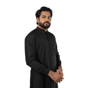 Nadeem Kurta para hombre, color negro liso, A-7, corte regular, elegante y con estilo - Product Image 5
