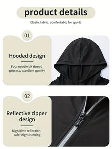 Veste de sport d'extérieur pour homme, imprimée, à séchage rapide, 100% polyester, fermeture éclair intégrale, sweat à capuche, manches longues élastiques, cyclisme - Product Image 2