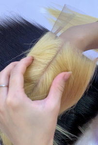 Blonde Fermeture 100% Vietnamien Remy Cheveux Humains Naturel Droite Dentelle Frontale avec Soyeux Droite Vague Vierge Cheveux - Product Image 3