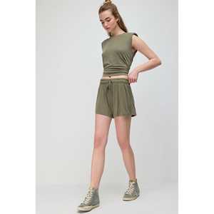 Shorts décontractés pour femmes avec taille élastique et cordon de serrage, taille XS, en spandex, motif tendance, ajustables avec des poches - Product Image 1