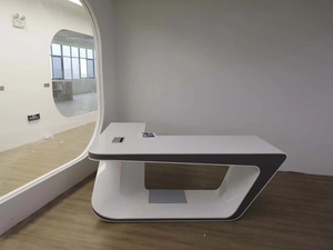 Modern Luxury Executive Office <b>Desk</b> L Shaped High Gloss MDF Computer Table White Boss <b>Desk</b> <b>Large</b> Workstation - Product Image 2