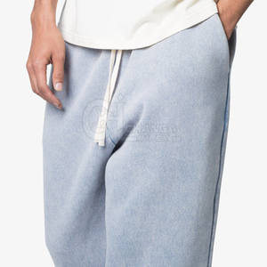 Pantalon ample pour homme, coupe droite, léger, taille mi-haute, tissu en coton / polaire, jambe large, décontracté, surdimensionné, jogging - Product Image 6