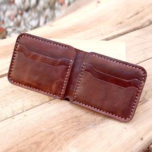 Cartera Plegable de Cuero Genuino Hecha a Mano Personalizada de Primera Calidad, con Bloqueo RFID, Cierre Abierto, Botón de Moda para Hombre, BFW-0155 - Product Image 3