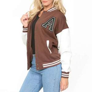 2025 Trending Custom Logo 100% Cotton Fleece Women Varsity <b>Jackets</b> 2025 Ladies University Baseball Varsity Women Varsity <b>Jacket</b> - Product Image 4