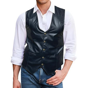 Gilet de costume en cuir véritable pour hommes gilet de cow-boy occidental décontracté col en V gilet léger de qualité supérieure sur mesure 2025 nouveau Style gilets - Product Image 4