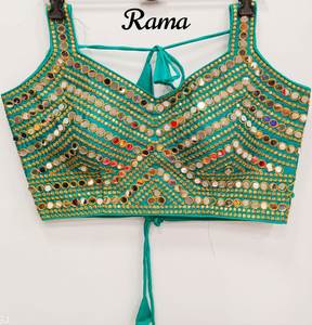 เสื้อปักลายสวยงามสำหรับเจ้าสาวผ้าลายกระจกงานเย็บพร้อมสวมใส่เสื้อบุผ้าส่าหรีอินเดียขนาดเสื้อปาร์ตี้ผ้าไหมสีซารี - Product Image 3