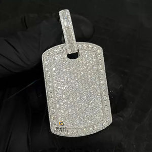 Colgante de Plata de Ley 925 hecho a mano, adornado, corte Baguette, Diamantes de moissanita VVS, diseño elegante de hip-hop para fiestas - Product Image 1