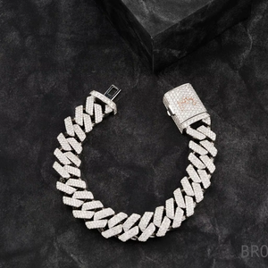 Premium 14K White Gold Cuban Link Diamond Bracelet Two-<b>Row</b> Iced Out Hip Hop Jewelry Trendy Luxury <b>Gift</b> from India - Product Image 1