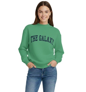 Sweat-shirt à col montant léger en molleton de coton pour femme, à manches longues, avec logo personnalisé sur le devant - Product Image 1