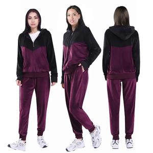 Recién llegado, chándal cálido de invierno con capucha para mujer, 100% de algodón, ajuste cómodo con cremallera bordada para mujer con trabajo de panel - Product Image 4