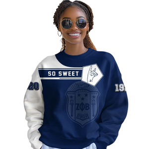 Sudadera con Cuello Redondo Bordada de la Hermandad Zeta Phi Beta 1920 para Mujer, Azul, con Letras Griegas - Product Image 4