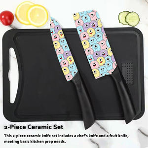 Couteau de Chef en Céramique de Haute Qualité avec Motif Floral, Manche en Plastique, Lot de 2 Pièces, Durable, Ambidextre, pour Cuisine Domestique, Vente en Gros - Product Image 3