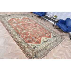 Tapis vintage 6,9x10 pieds, grand tapis turc, tapis en laine rouge ombré - Product Image 3