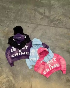 เสื้อฮู้ดแบบสวมศีรษะสำหรับผู้ชายผ้าพิมพ์ลายปักลายด้วยกรดซีดจางแบบตัดเย็บสไตล์วินเทจ - Product Image 6