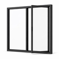 Schwarzes Aluminium-Schiebefenster Doppelt Verglast Gehärtetes Glas Horizontales Schiebefenster Modern Minimalistisch