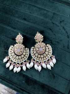 Boucles d'oreilles indiennes en vente chaude, boucles d'oreilles anciennes plaquées ombre avec zircon, bijoux pour femmes, boucles d'oreilles pour femmes - Product Image 3