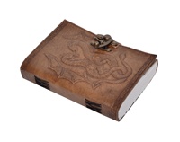 Double Dragon Volant Design Embossé Personnalisé Vintage 100% Cuir Véritable Journal Planificateur Pages Blanches Agenda Pour Hommes & Femmes
