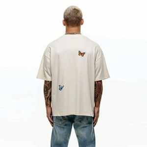 Camiseta de algodón en blanco para hombre OEM: Diseño de hombro caído de gran tamaño, impresión de calidad personalizada - Product Image 2