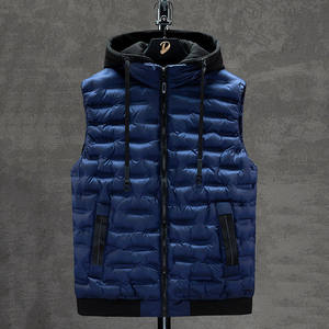 Hommes hiver vers le bas gilets marque Top vente nouveau mâle décontracté gilet extérieur sans manches vestes Outwear à capuche gilet - Product Image 3