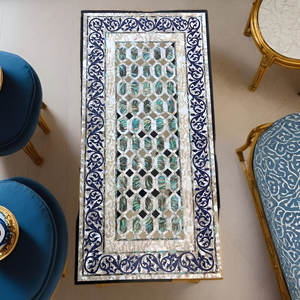 Mesa de mármol de lujo, mesa elegante con incrustaciones de mármol, diseño de incrustaciones de piedra personalizado para comedor, mesas de centro, decoración de lujo para el hogar - Product Image 2