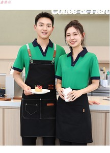 Verano transpirable algodón cuello en V paquete personalizado restaurante uniforme <span class=keywords><strong>camisetas</strong></span> <span class=keywords><strong>para</strong></span> comida rápida café tienda de té Hotel camarero ropa de trabajo - Product Image 3