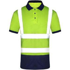 Polos reflectantes de alta visibilidad, Polo de manga corta de seguridad de alta visibilidad con fondo negro, camiseta reflectante naranja y amarilla - Product Image 4